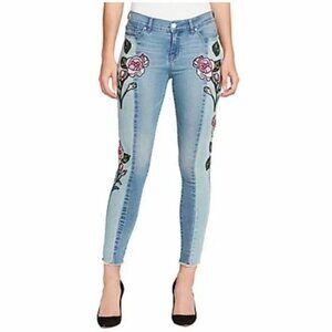 WILLIAM RAST Floral Embroidered Ankle Skinny Jeans Size 28